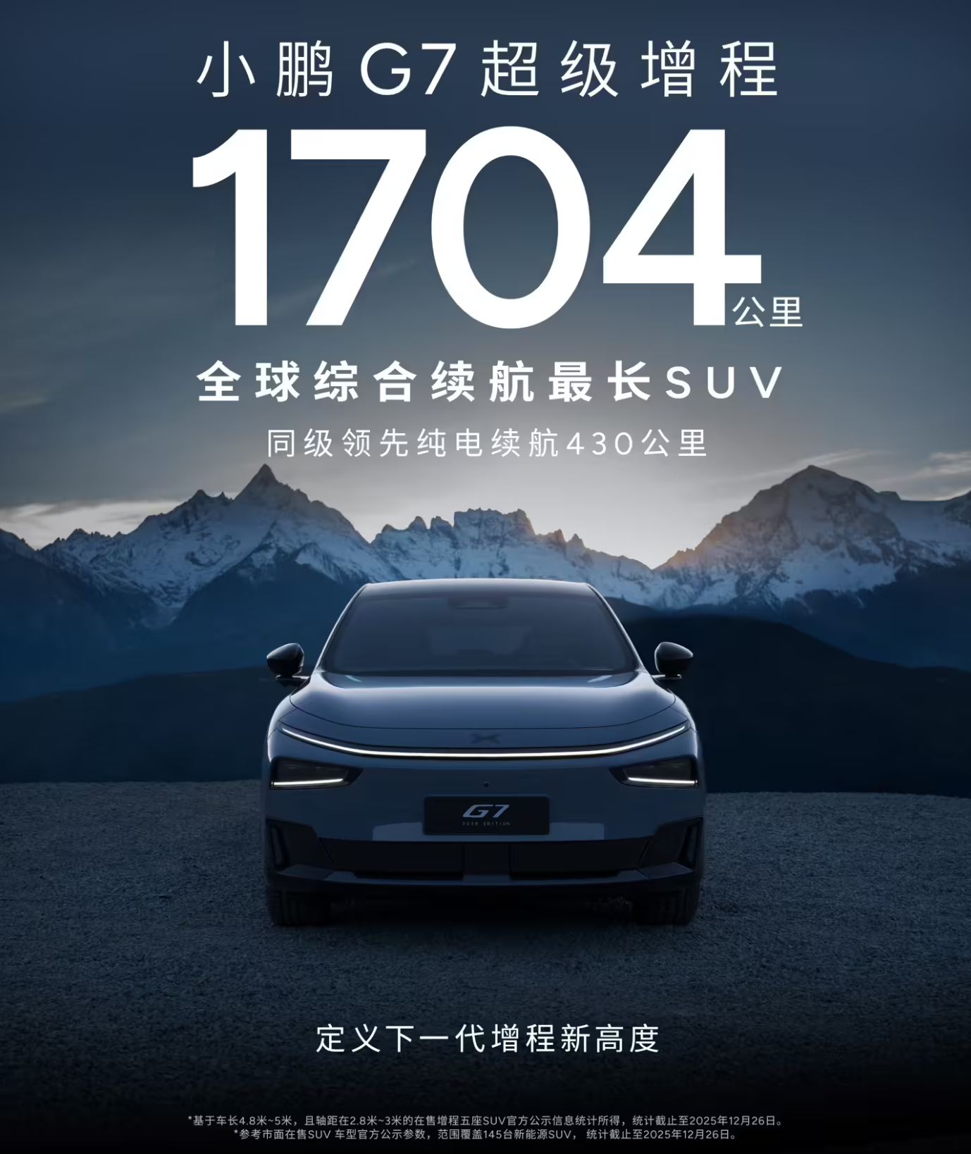 何小鹏宣布小鹏G7超级增程SUV登场 全球最长综合续航1704公里